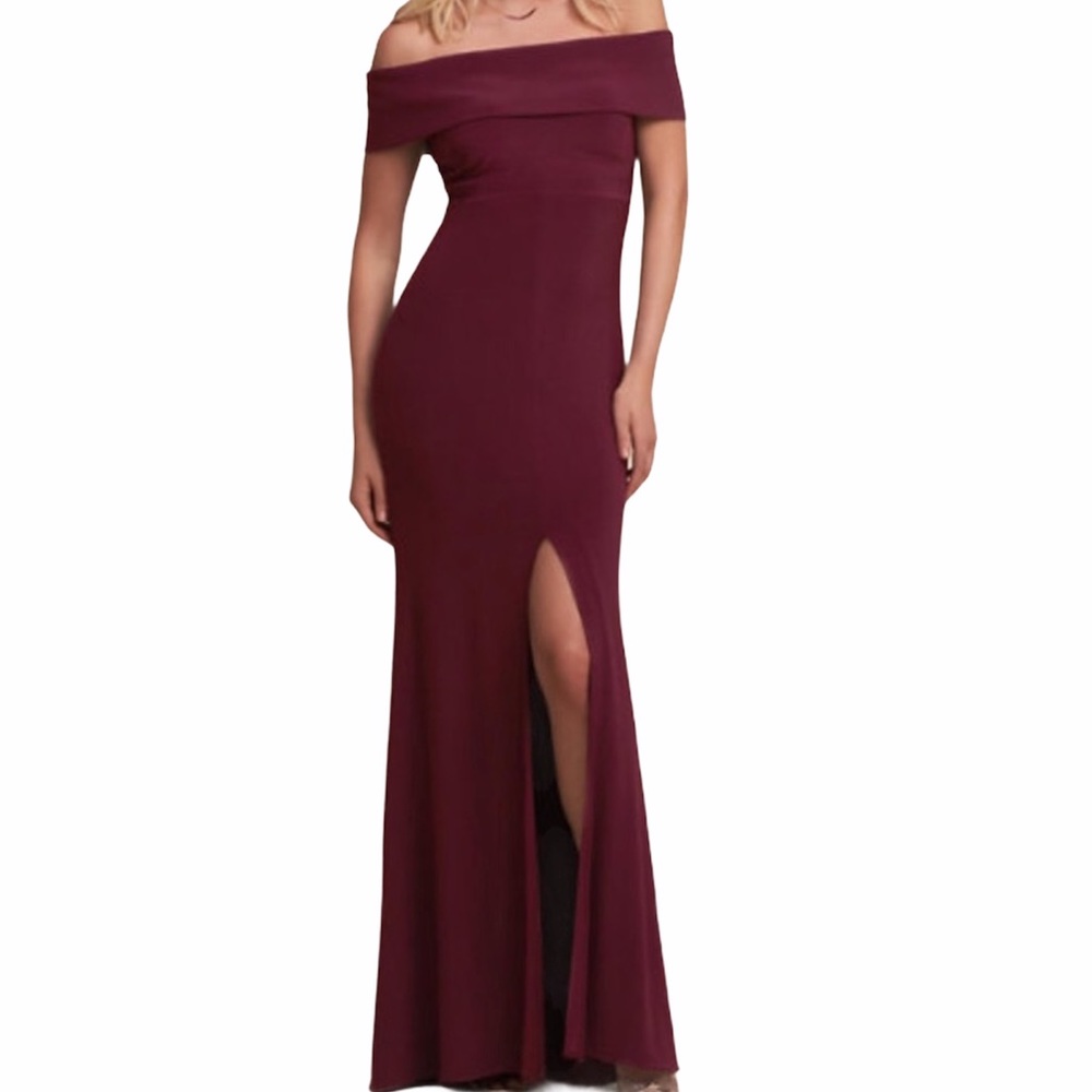 BHLDN Burgundy Off-Shoulder Wedding Dress